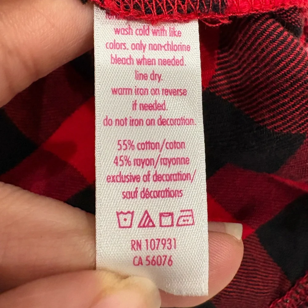 Justice Girl Red and Black Plaid Shirt Size 14